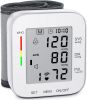 Blood Pressure Monitor Wrist Bp Monitor Large LCD Display Adjustable Wrist Cuff 5.31-7.68inch Automatic 90x2 Sets Memory for Home Use - white